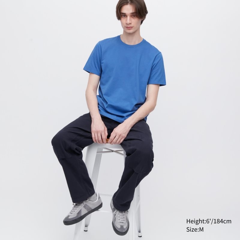 Blue Men Uniqlo Supima® Cotton Crew Neck Short-sleeve T Shirts | USA BONTW-6924