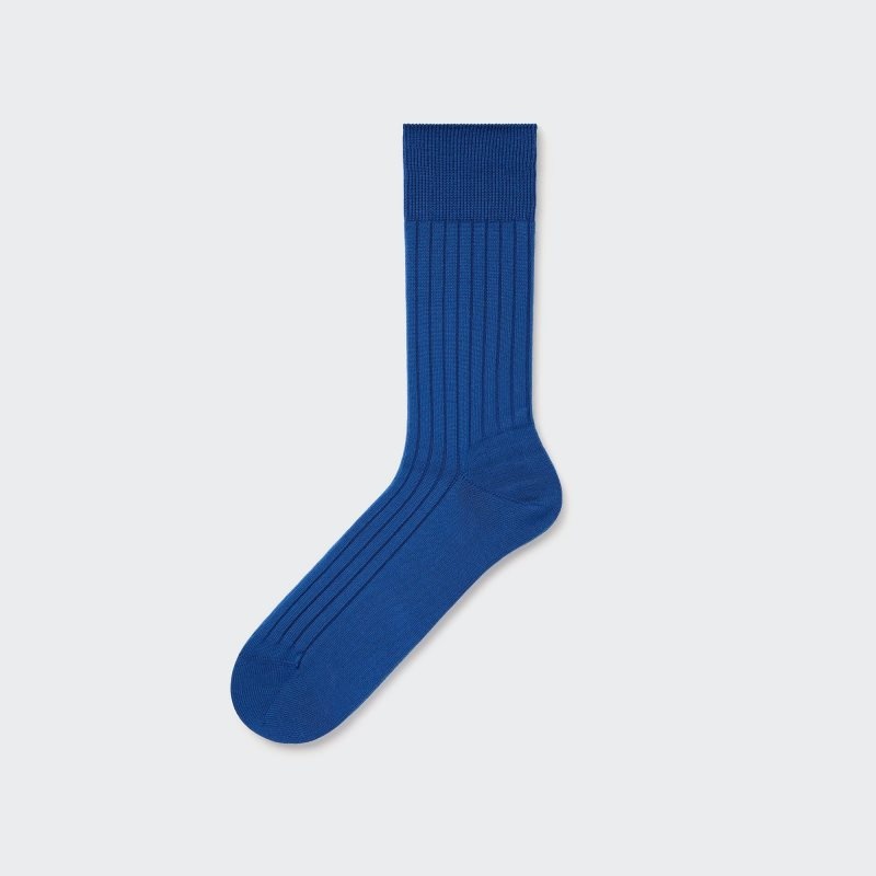 Blue Men Uniqlo Supima® Cotton Wide Ribbed Socks | USA SZUYH-9058