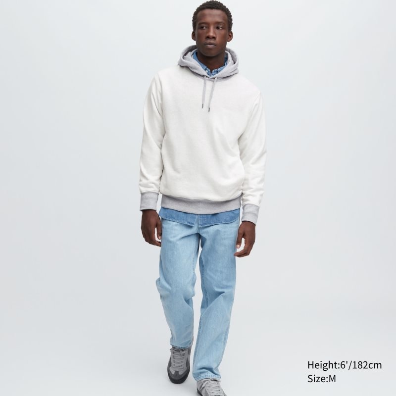 Blue Men Uniqlo Sweat Long-sleeve Pullover (Color Block) Hoodie | USA LJGOK-1792