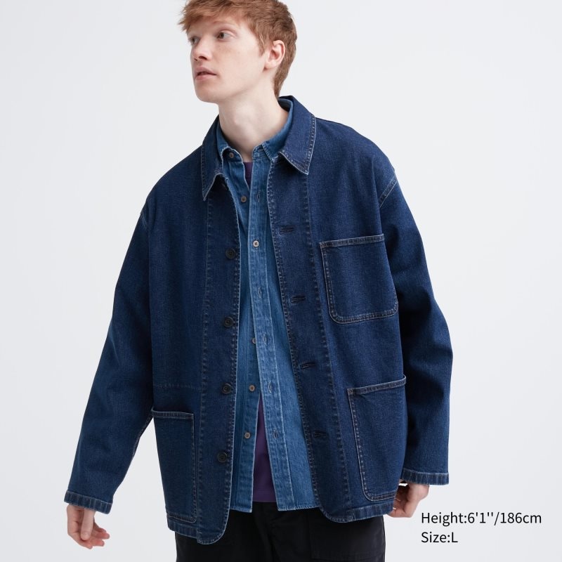 Blue Men Uniqlo Utility (Denim) Jackets | USA VPUJI-9468