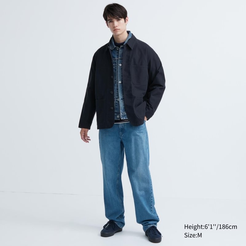 Blue Men Uniqlo Utility Jackets | USA RTYUA-8364