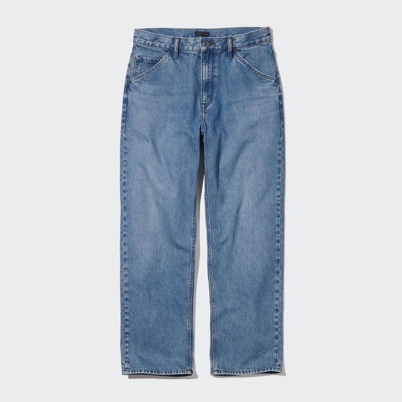 Blue Men Uniqlo Wide-fit Jeans | USA UGILH-1852