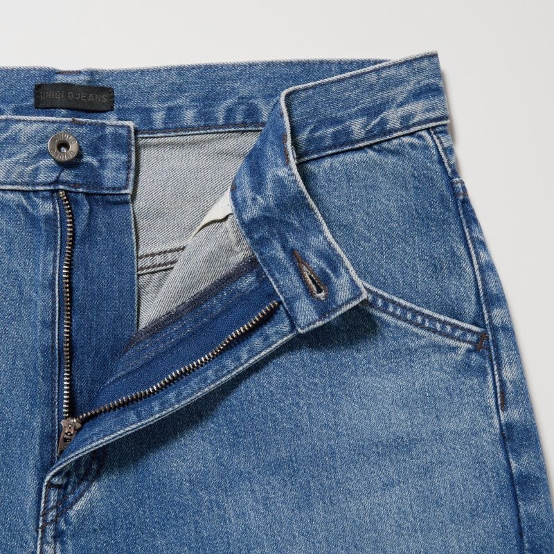 Blue Men Uniqlo Wide-fit Jeans | USA UGILH-1852