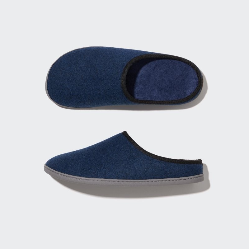 Blue Men Uniqlo Wool Like (Rubber Sole) Slippers | USA NQKTE-5348