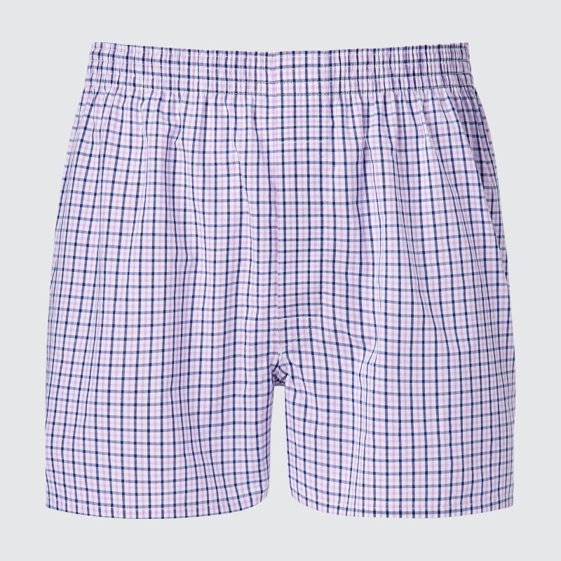 Blue Men Uniqlo Woven Checked Boxer Briefs | USA NZAKP-6712