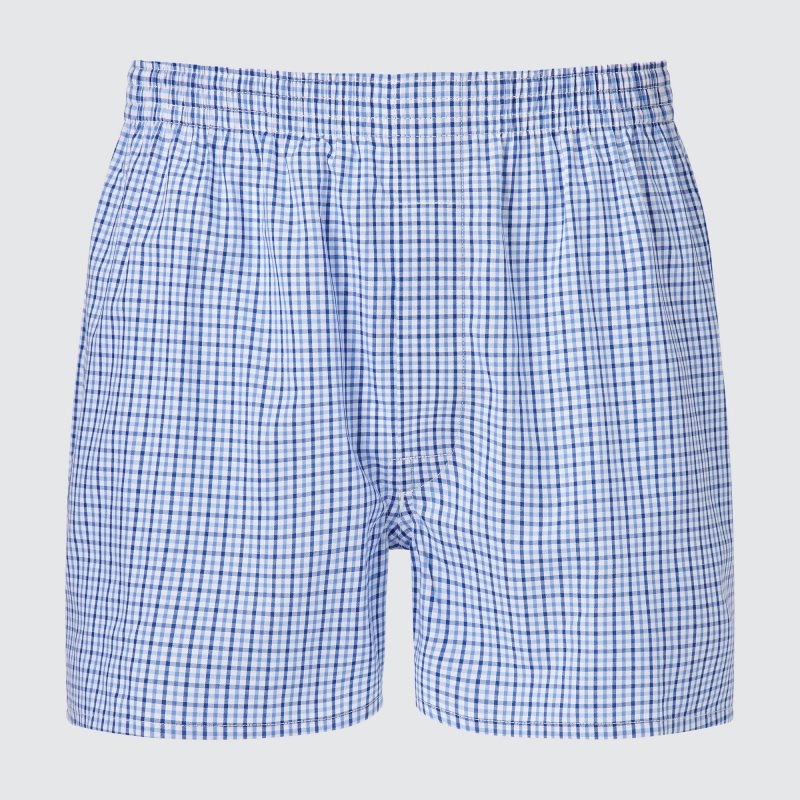 Blue Men Uniqlo Woven Checked Boxer Briefs | USA NZAKP-6712