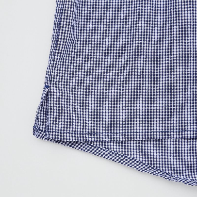 Blue Men Uniqlo Woven Checked Briefs | USA KPDXS-8642