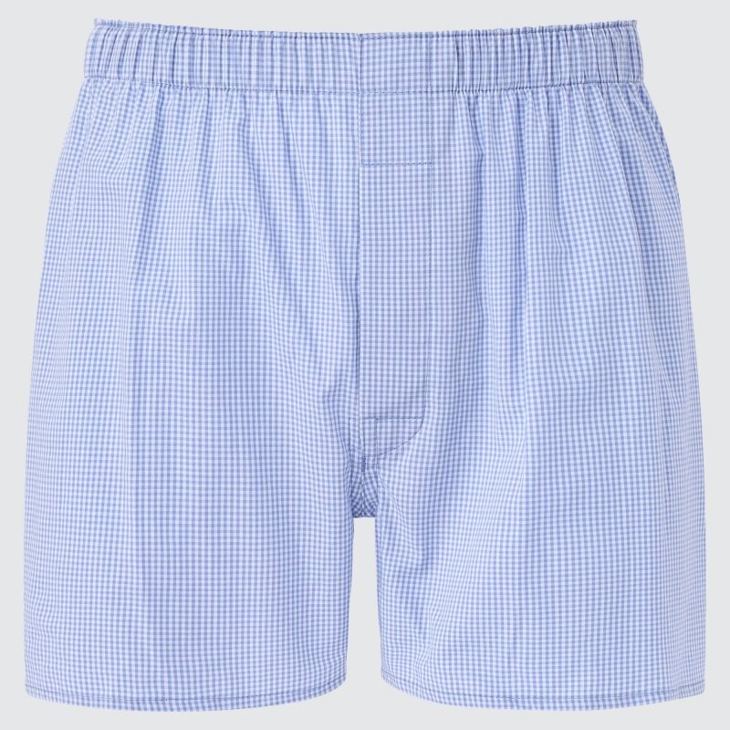 Blue Men Uniqlo Woven Checked Briefs | USA KPDXS-8642