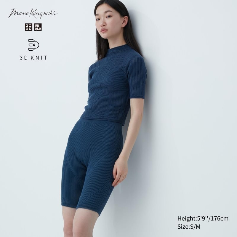 Blue Women Uniqlo 3d Knit Ribbed (Mame Kurogouchi) Shorts | USA WPZRT-5174