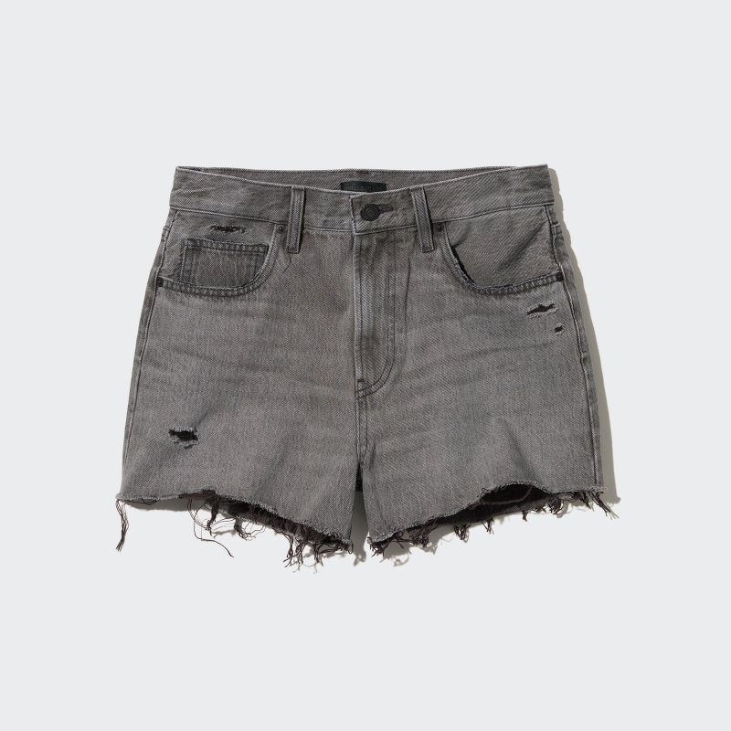 Blue Women Uniqlo Boyfriend Denim (Damaged) Shorts | USA FCKJQ-6518