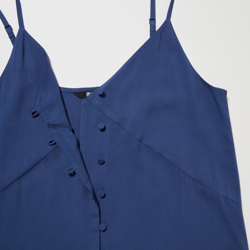 Blue Women Uniqlo Button Down Camisole Flare Dress | USA RIASZ-0873