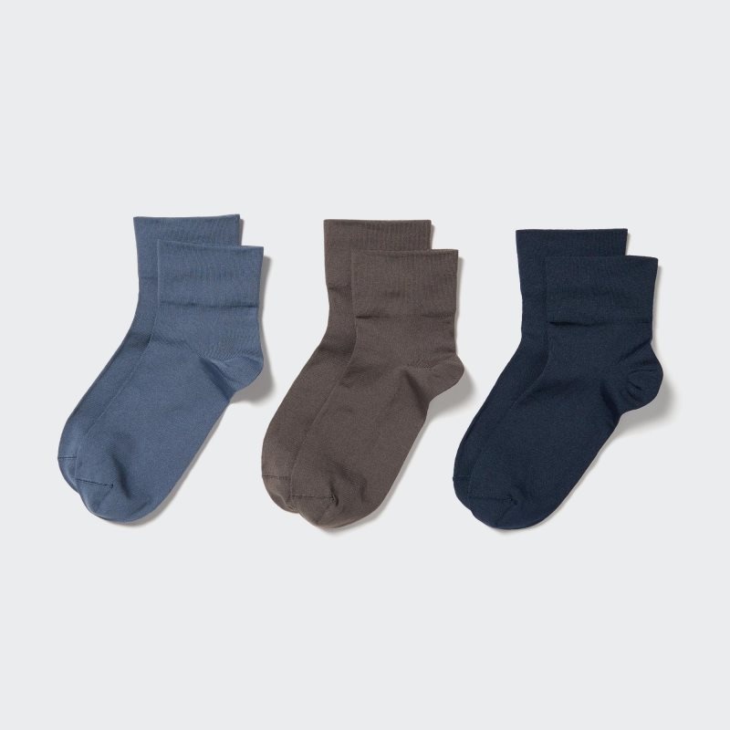 Blue Women Uniqlo Crew Tapered (3 Pairs) Socks | USA XBJQD-3491