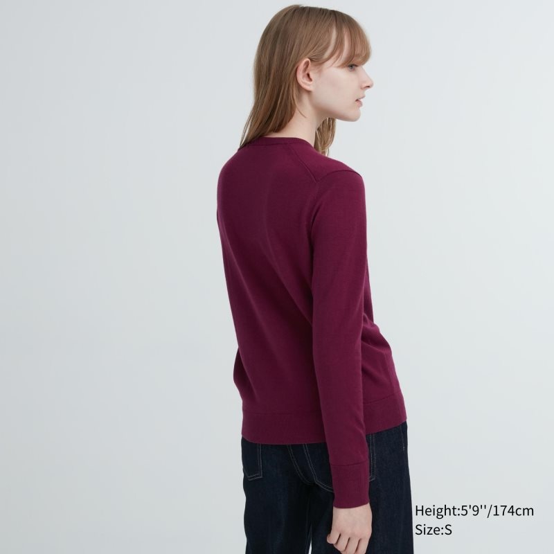 Blue Women Uniqlo Extra Fine Merino Crew Neck Sweaters | USA LVHCM-3756