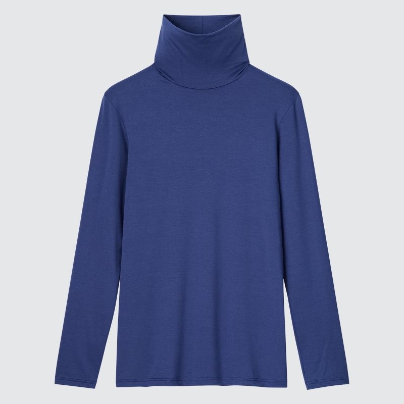 Blue Women Uniqlo Heattech Turtleneck Long-sleeve T Shirts | USA VYUXZ-5824