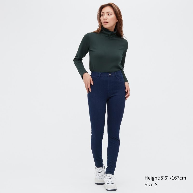 Blue Women Uniqlo Heattech Ultra Stretch Leggings Pants | USA XRJGS-7461