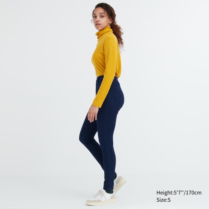 Blue Women Uniqlo Heattech Ultra Stretch High-rise Denim Leggings Pants | USA JEIMS-9013