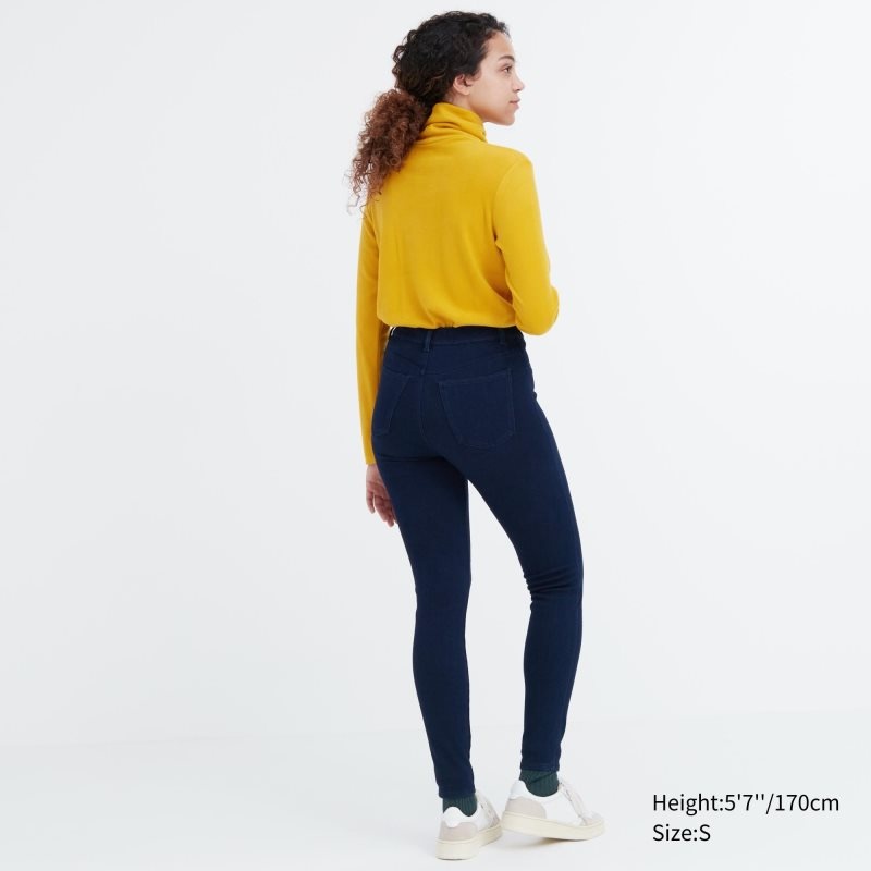 Blue Women Uniqlo Heattech Ultra Stretch High-rise Denim Leggings Pants | USA JEIMS-9013