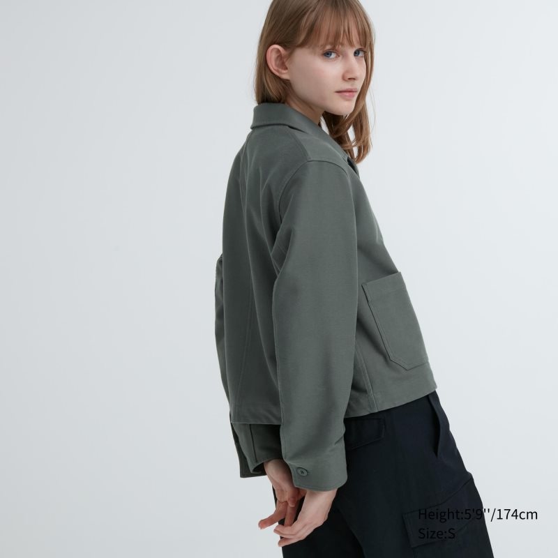 Blue Women Uniqlo Jersey Relaxed Jackets | USA ZWVBA-9527