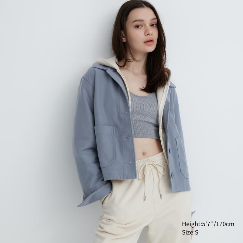 Blue Women Uniqlo Jersey Relaxed Jackets | USA ZWVBA-9527