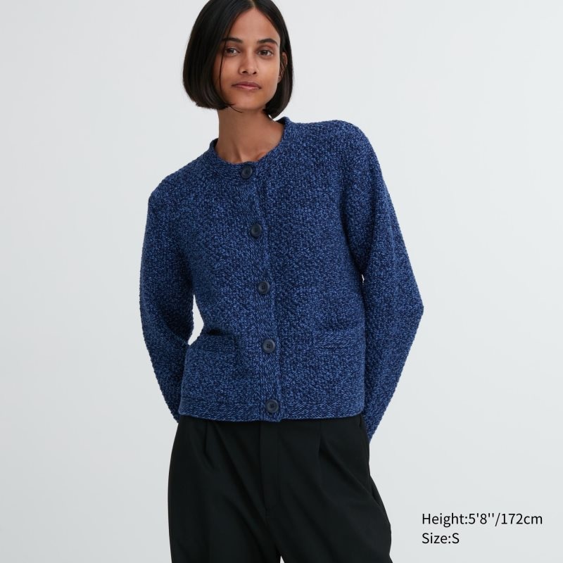 Blue Women Uniqlo Knitted Short Cardigan | USA AVBED-0371