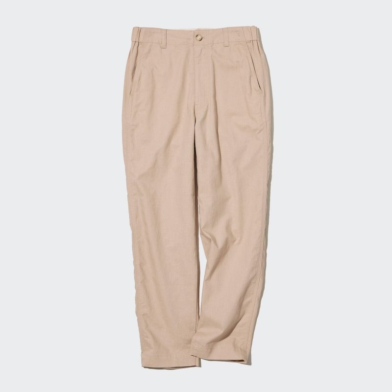 Blue Women Uniqlo Linen Cotton Tapered Pants | USA LZHRX-7621