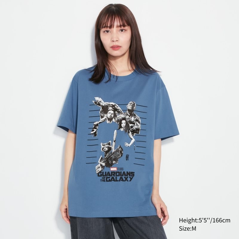 Blue Women Uniqlo Marvel Art Collection By Mondo Ut (Short Sleeve Graphic) T Shirts | USA YHXBJ-2639