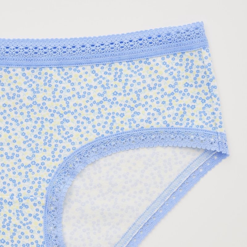 Blue Women Uniqlo Mini-flower Print Underwear | USA MTLGJ-4213