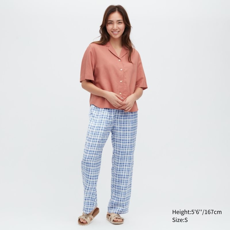 Blue Women Uniqlo Satin Drape Straight Pants | USA DLXVP-2901