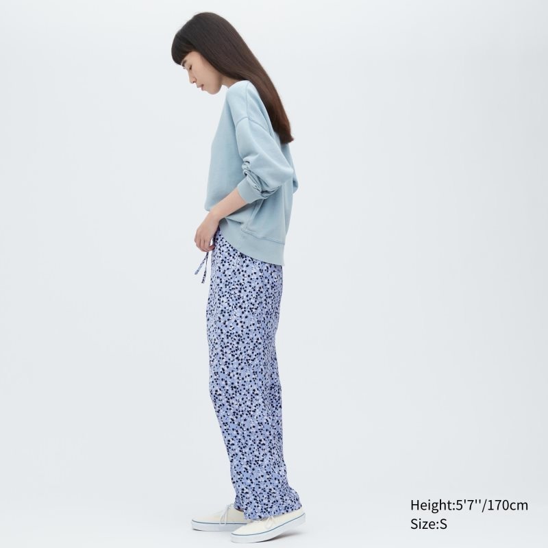 Blue Women Uniqlo Satin Drape Straight Pants | USA HCVFW-1435