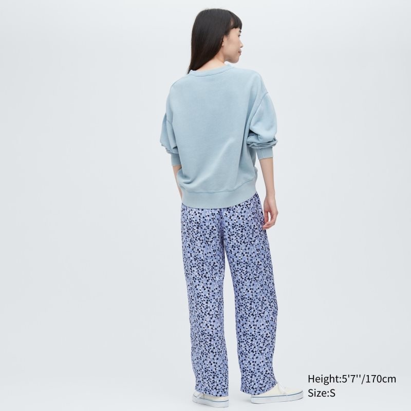 Blue Women Uniqlo Satin Drape Straight Pants | USA HCVFW-1435