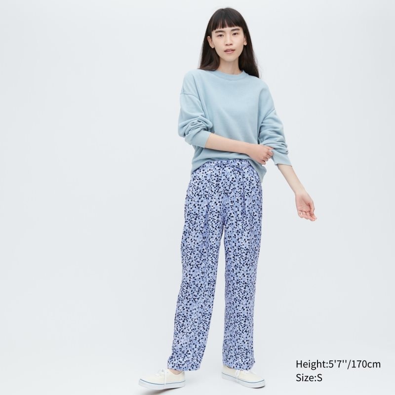 Blue Women Uniqlo Satin Drape Straight Pants | USA HCVFW-1435