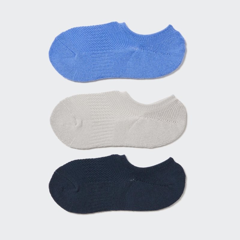 Blue Women Uniqlo Sport Footsies (3 Pairs) Socks | USA XHOVJ-5891