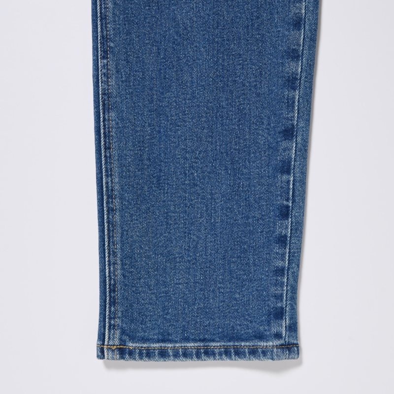 Blue Women Uniqlo Stretch Slim Straight Jeans | USA UQRMZ-7908