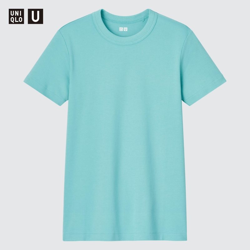 Blue Women Uniqlo U Crew Neck Short-sleeve T Shirts | USA FWZJX-4027