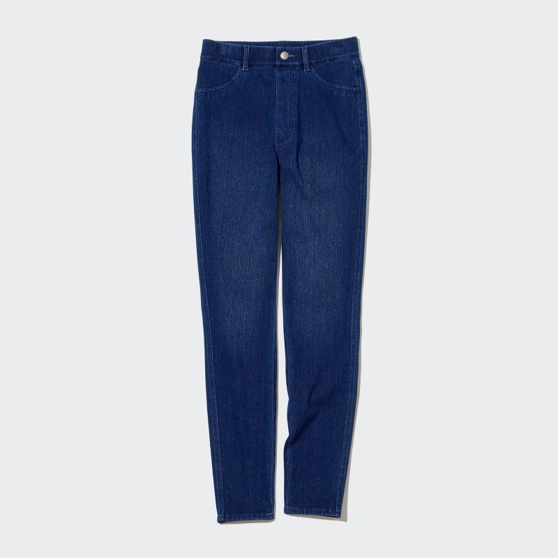 Blue Women Uniqlo Ultra Stretch High-rise Denim Leggings Pants | USA LBDVH-3270