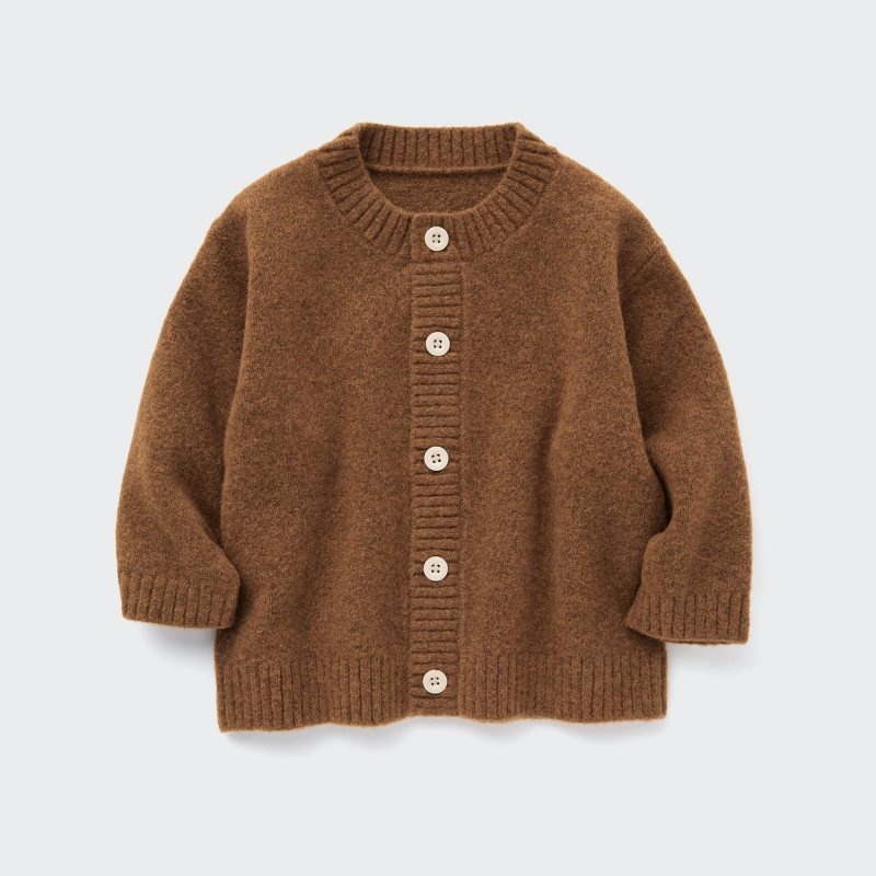 Brown Baby Uniqlo Souffle Yarn Cardigan | USA LGTUX-5097