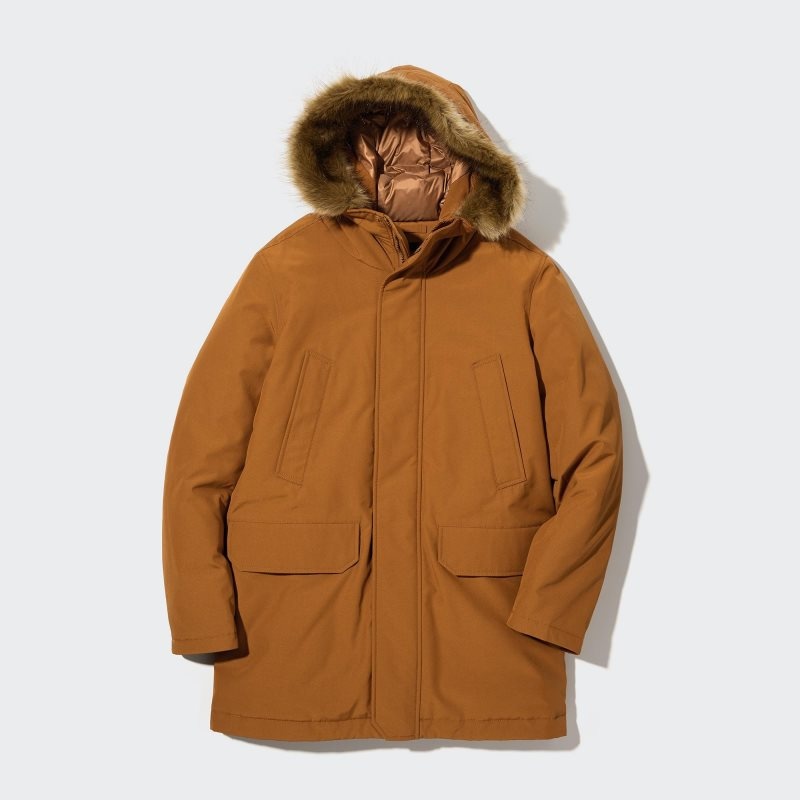 Brown Men Uniqlo Ultra Warm Hybrid Down Coats | USA DIETU-6382