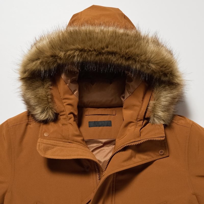 Brown Men Uniqlo Ultra Warm Hybrid Down Coats | USA DIETU-6382