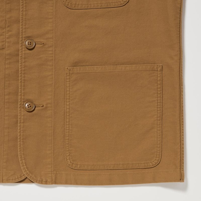 Brown Men Uniqlo Utility Jackets | USA BZKYA-6891