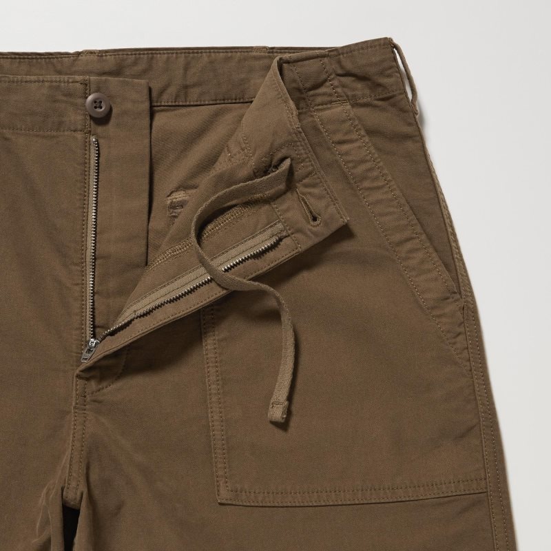 Brown Men Uniqlo Utility Work Pants | USA AJUYL-8536