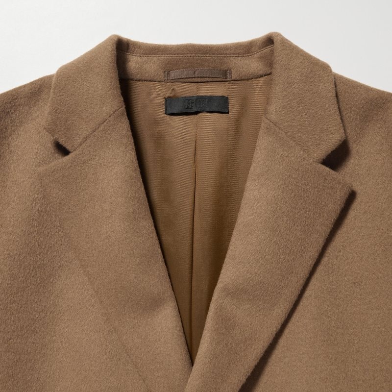 Brown Men Uniqlo Wool Cashmere Chesterfield Coats | USA NKFTI-0518