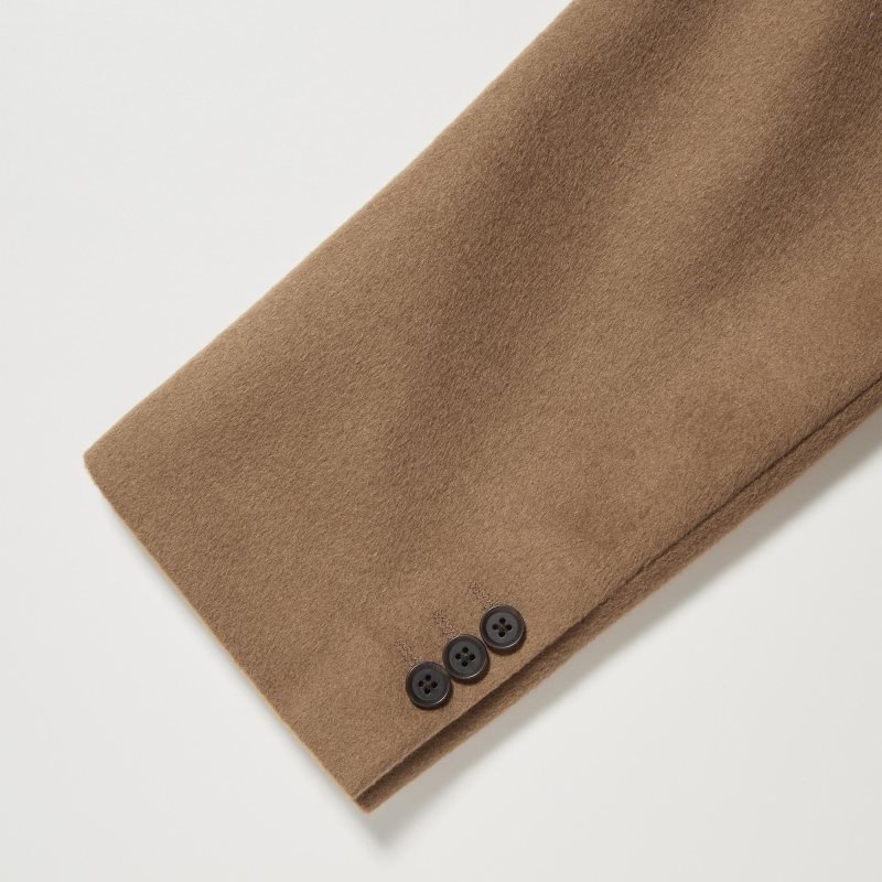 Brown Men Uniqlo Wool Cashmere Chesterfield Coats | USA NKFTI-0518