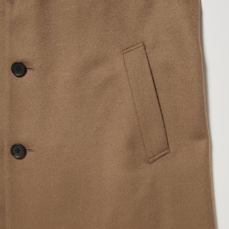 Brown Men Uniqlo Wool Cashmere Chesterfield Coats | USA NKFTI-0518