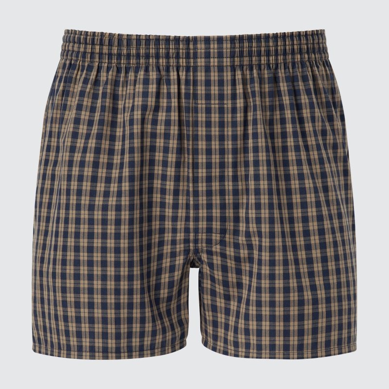 Brown Men Uniqlo Woven Checked Trunks | USA YQXRM-7581