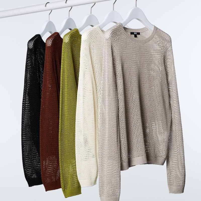 Brown Women Uniqlo 3d Knit Mesh Long-sleeve Crew Neck Sweaters | USA KBXLN-0678