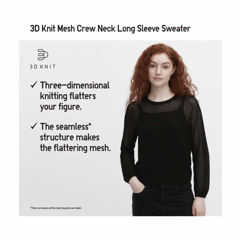 Brown Women Uniqlo 3d Knit Mesh Long-sleeve Crew Neck Sweaters | USA KBXLN-0678