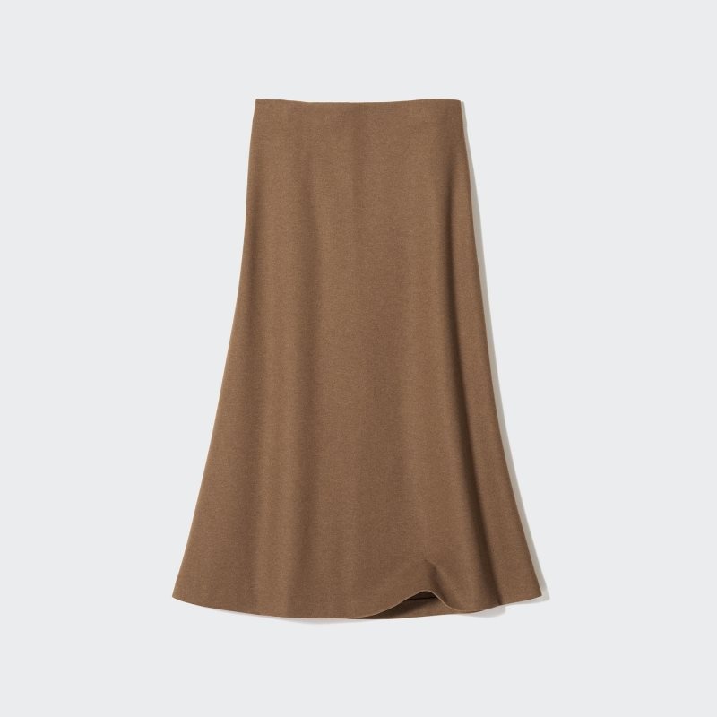 Brown Women Uniqlo Brushed Jersey Flared Skirts | USA GVILR-0329