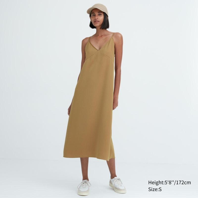 Brown Women Uniqlo Camisole Midi Dress | USA PMWRK-4021