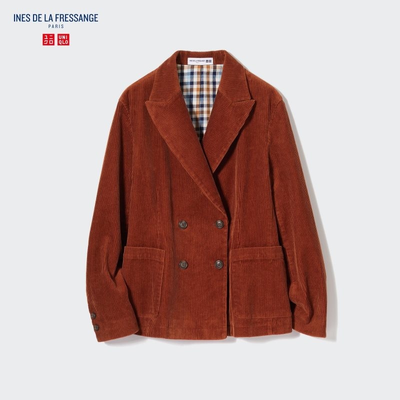 Brown Women Uniqlo Corduroy Double Breasted (Ines De La Fressange) Jackets | USA WAITC-4362