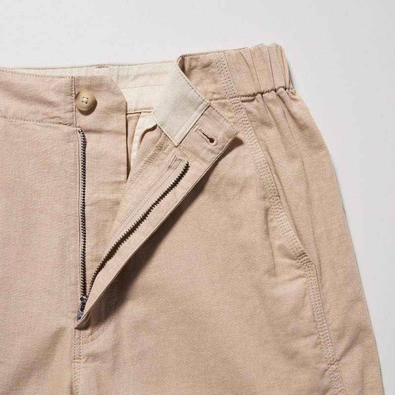 Brown Women Uniqlo Linen Cotton Tapered Pants | USA HKWSL-8501